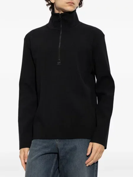 Pulover Courreges cu guler de stand-up negru