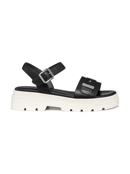 Sandale Geox din piele cu toc plat negru