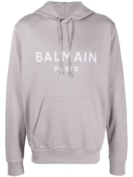 Hanorac cu glugă Balmain cu imagine cu cordon gri