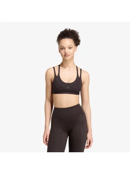 Sutien adidas Optime Workout Snake Strappy Light Support Bra Aurora Coffee/ Black XS negru