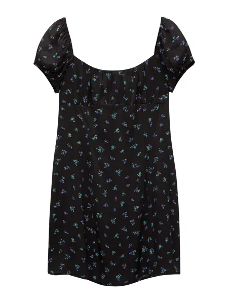 Pull&Bear Letní šaty modrá / aqua modrá / khaki černá
