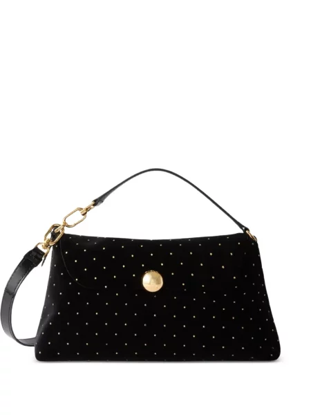 Кожена шопинг чанта Furla с шипове черно