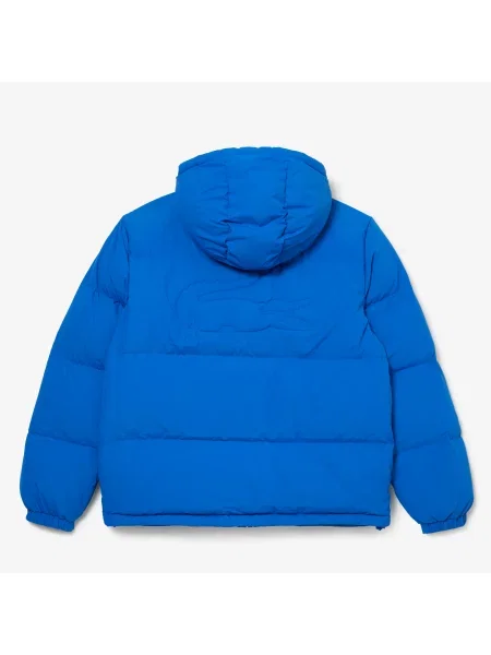Lacoste Pikowana Wodoodporna Krótka Kurtka niebieska
