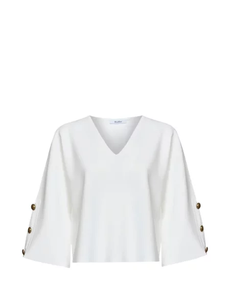 Bluză Max Mara cu decolteu în V alb