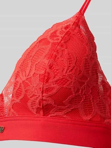 Biustonosz typu bralette z obszyciem z koronki model ‘TRIANGLE_BLOSSOM’ Boss czerwony