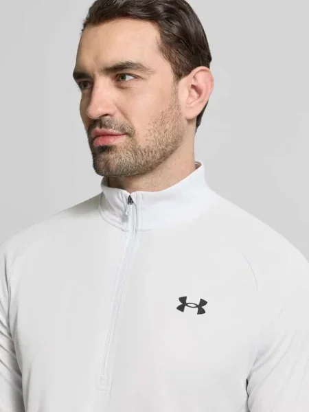 Bluza z krótkim zamkiem błyskawicznym i nadrukiem z logo Under Armour szara