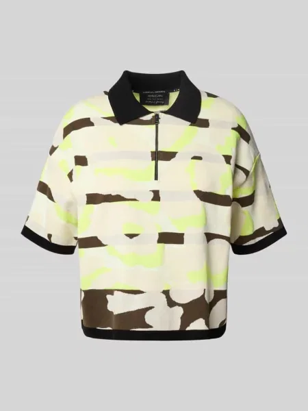 Bluzka z dzianiny z wykładanym kołnierzem Marc Cain khaki