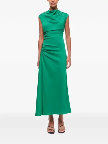 Rochie maxi Simkhai din satin drapată verde