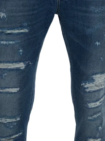 Straight fit džíny Philipp Plein s oděrkami modré