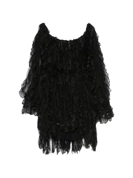 Rochie mini Dunesi cu volane din dantelă negru
