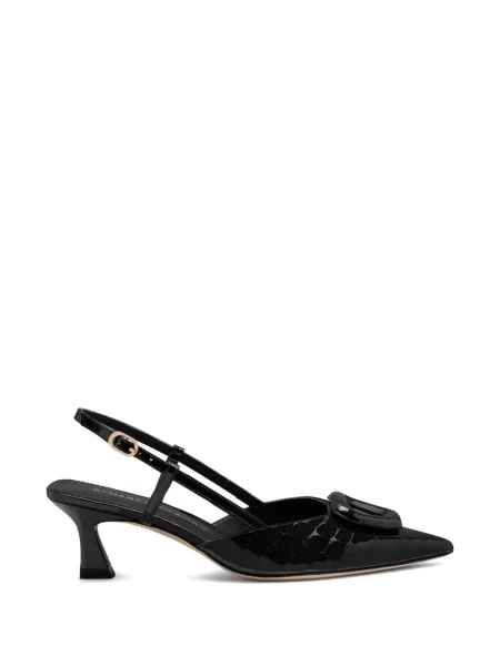 Кожени полуотворени обувки Stuart Weitzman черно