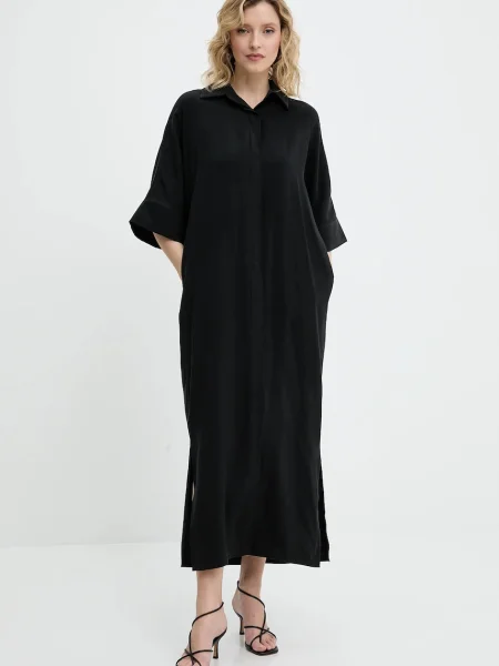 Answear Lab sukienka midi oversize czarny