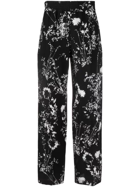 Pantaloni Victoria Beckham de mătase cu model floral cu imagine negru