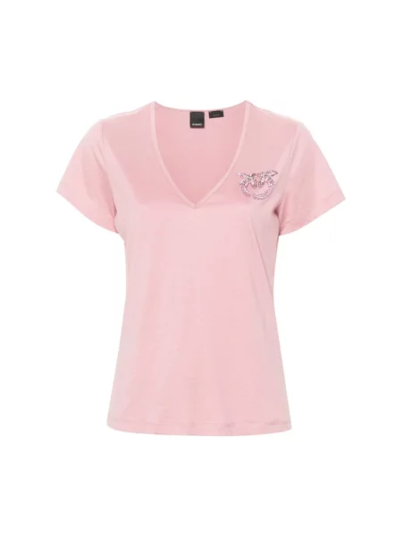 Koszulka Pinko z dekoltem w serek różowa