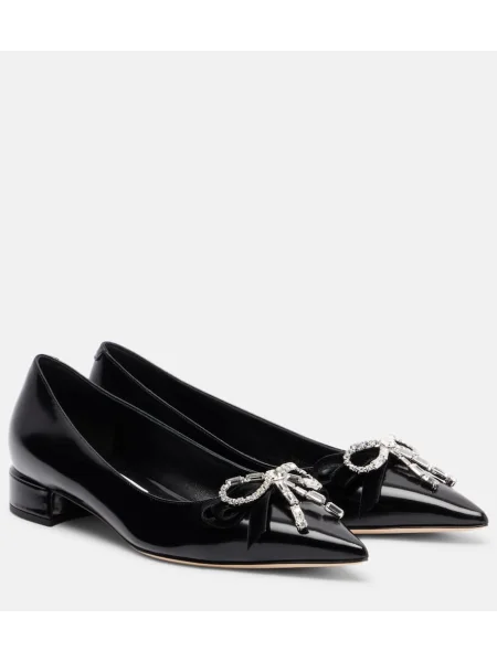 Balerini Jimmy Choo cu funde din piele negru