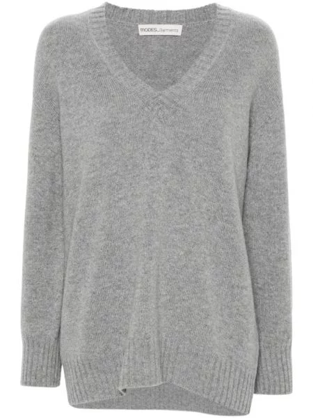 Džemper Modes Garments s V-izrezom siva