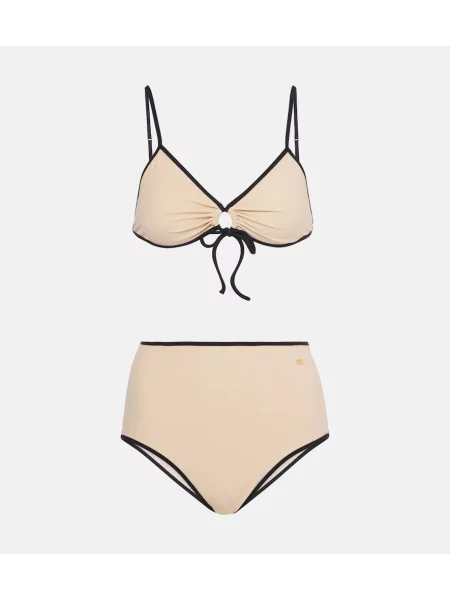 Bikini Valentino cu talie înaltă bej