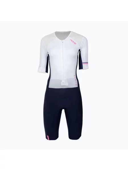 Női triatlon overál HUUB Anemoi 3 white/navy/pink. Méret: L fehér