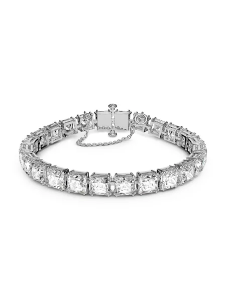 Swarovski Akcesoria Kobieta Szary ONE SIZE Len Bransoletka Unisex Millenia Bransoletka Tenisowa Kwadratowy Szlif Rodowany biały