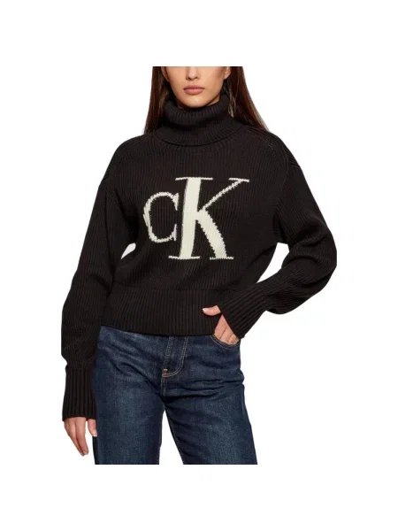 Calvin Klein Jeans Sveter / biela čierna
