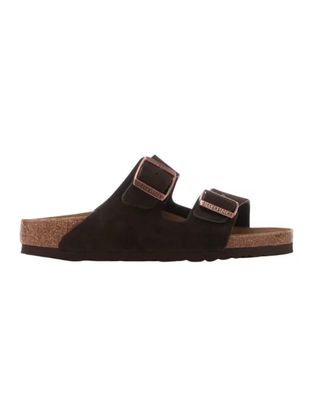 Klapki Birkenstock zamszowe brązowe