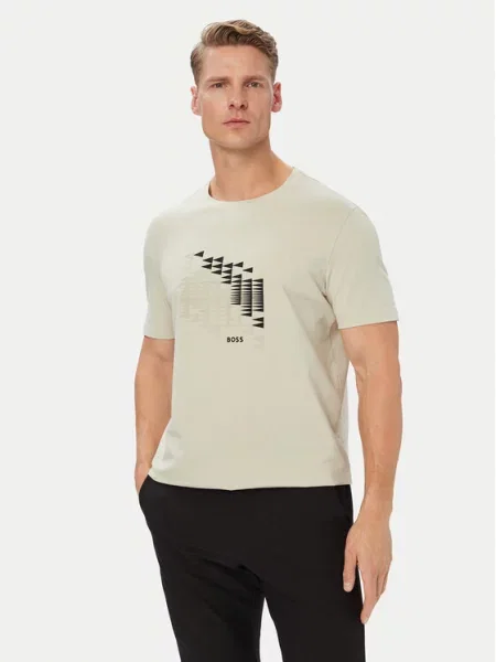 BOSS T-Shirt Network Flag beżowy