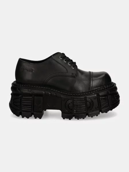 Шкіряні туфлі New Rock CRUST NEGRO + TANK NEGRO на платформі чорний