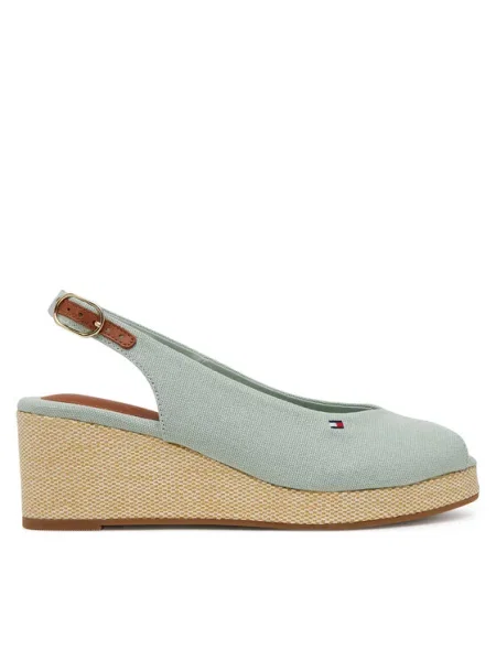 Сандали Tommy Hilfiger FLAG MID WEDGE ESPAD SLINGBACK зелено