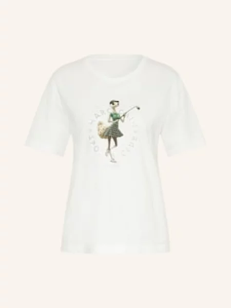 Marc Cain T-Shirt Z Obszyciem Ozdobnymi Kamykami weiss zielona