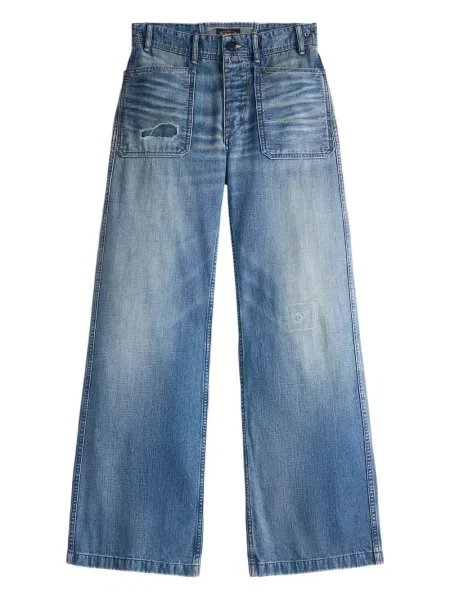 Blugi cu picior larg Ralph Lauren Rrl cu șireturi din dantelă albastru
