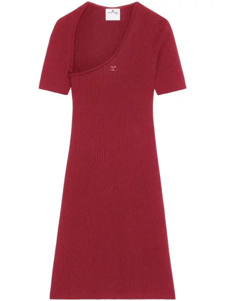Dzianinowa mała sukienka mini Courreges garniturowa czerwona