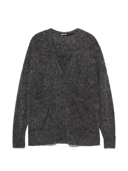 Lung cardigan Bimba Y Lola din lână alpaca melange gri