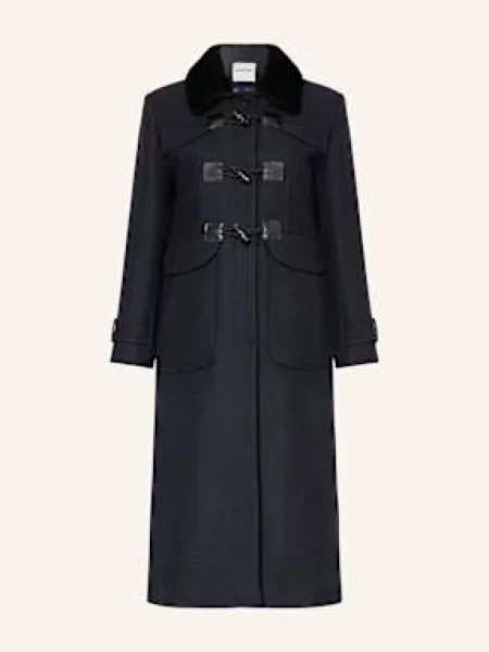 Sandro Płaszcz Z Mieszanki Materiałów blau granatowy