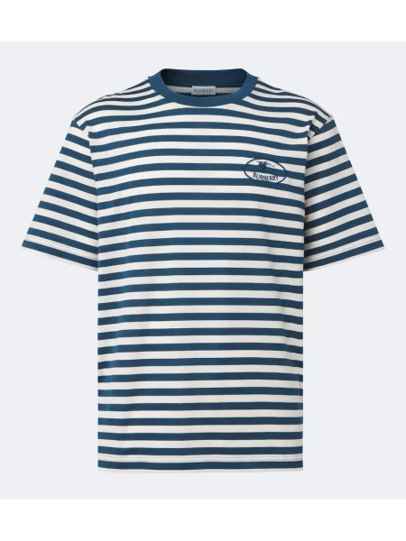 Tricou Burberry cu dungi din jerseu albastru