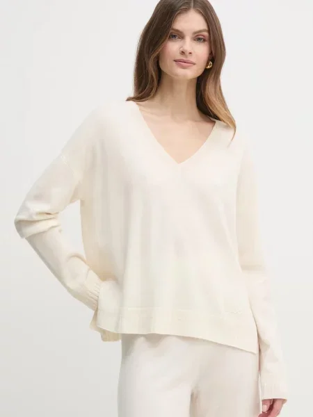 Вълнен пуловер Liu Jo дамски от лека материя бежово