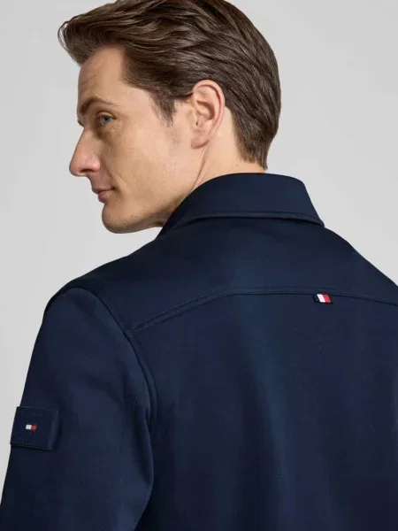 Bluza rozpinana o kroju regular fit z mieszanki bawełny Tommy Hilfiger granatowa