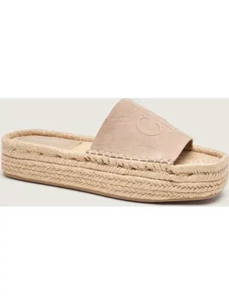 Calvin Klein De piele șlapi Ebeth bej