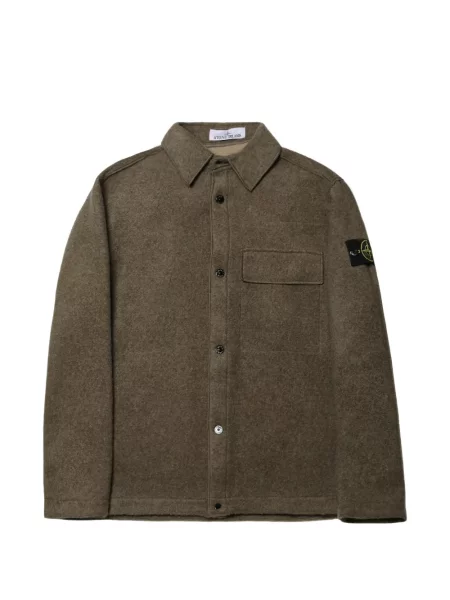 Cămașă Stone Island de lână cu strasuri verde