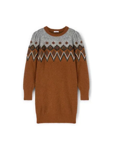 Sukienka Motivi wełniana brązowa