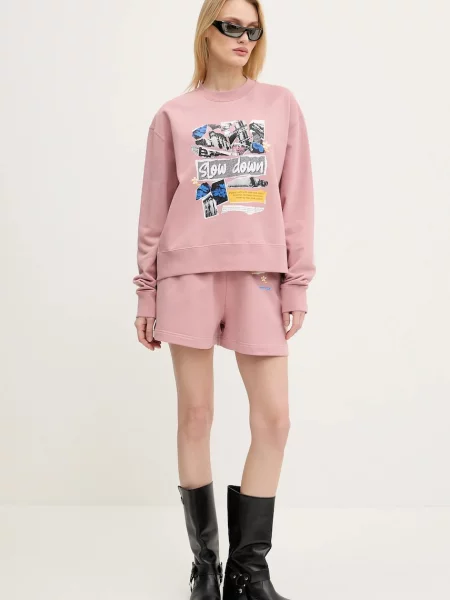 Шорти Moschino Jeans з принтом середня посадка рожевий