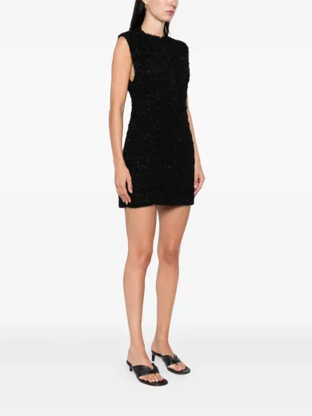Rochie mini Iro fără mâneci din tweed de costum negru