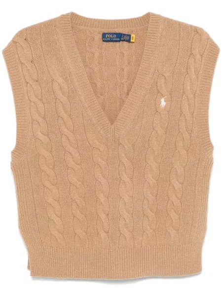 Sweter Polo Ralph Lauren z dekoltem w serek czerwony