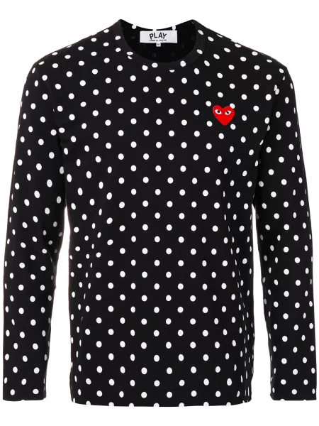 Tricou Comme Des Garcons Play cu buline cu imagine negru