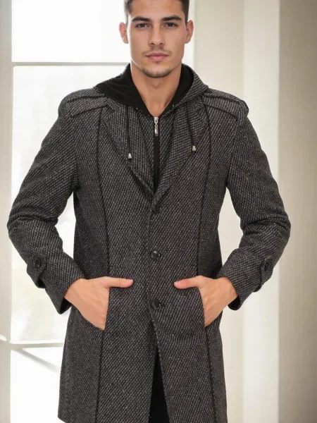 Palton Dewberry cu imagine negru