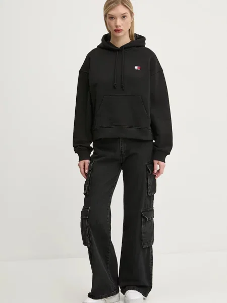 Tommy Jeans mikina s kapucňou dámska čierna