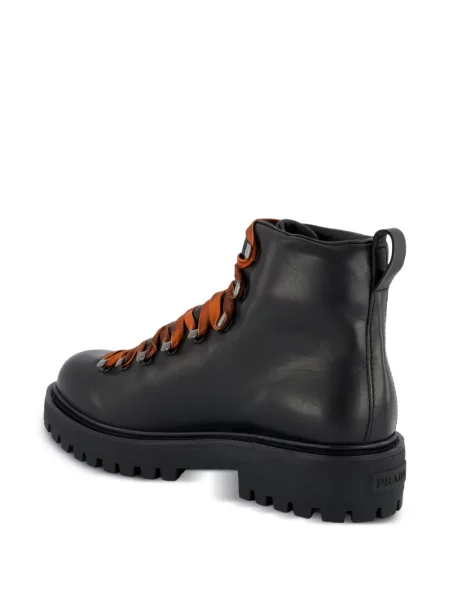 Botine Prada din piele cu autograf negru