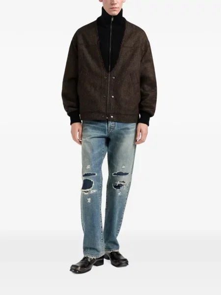 Geacă bomber Maison Margiela cu model herringbone maro