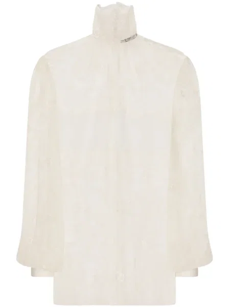 Top Dolce & Gabbana transparente din dantelă alb