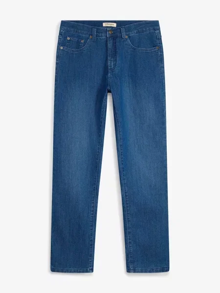 Jeansy termiczne classic fit z podszewką z dzianiny straight fit niebieskie
