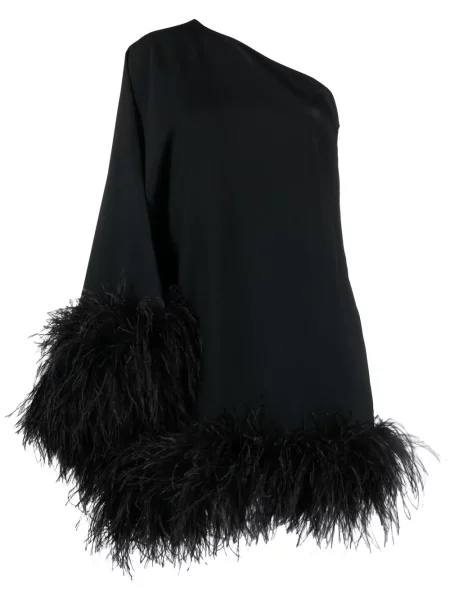 Rochie Taller Marmo cu pene cu un umăr gol de costum negru